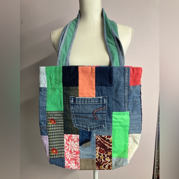 Handmade Upcycled Shoulder Bag/Tote, Multicolored - Picture 1 of 3